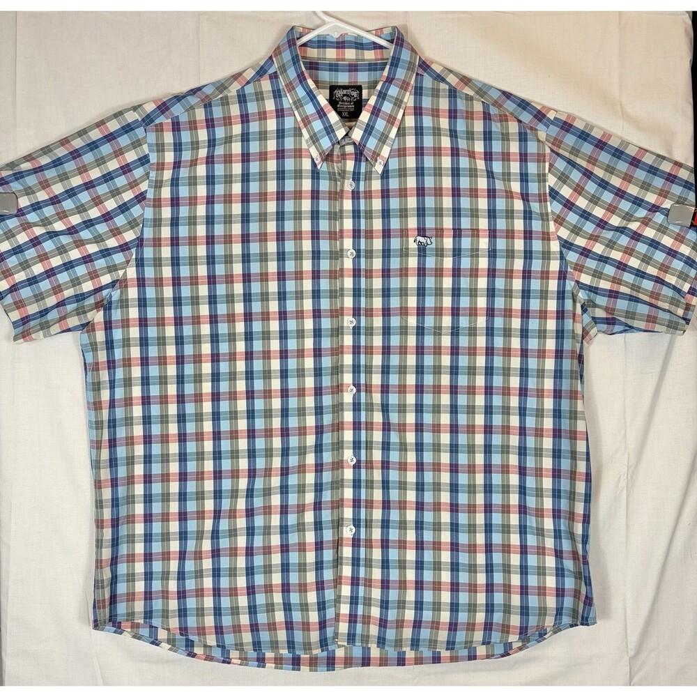 Warthog Britches Of Yorktowne S/S Plaid Button Shirt Bamboo Microfiber Men’s XXL